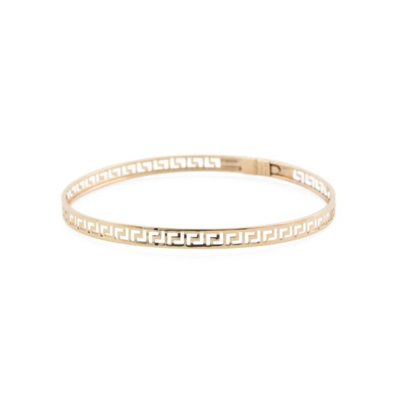 GOLDEN CLEF Gold Made In Italy 14k Gold Greek Key Cut Out Bangle Bracelet - Picture 1 of 2